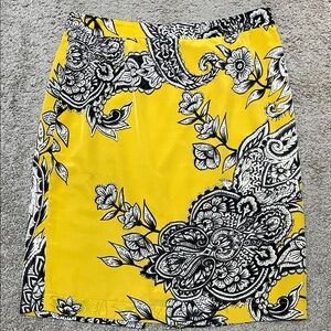 Anthropologie Yoana Baraschi Yellow and Black Floral Skirt Size 10